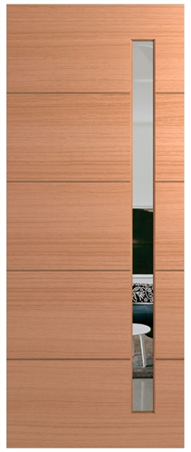 HUME DOOR XLR160 LINEAR (HMR MDF CORE) (SPM) MAPLE (STAIN GRADE) (BEADING BOTH SIDES) GLAZED CLEAR