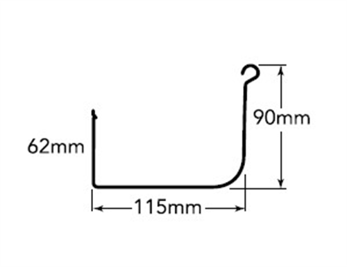 GUTTER - HI FRONT 90mm QUAD (PLAIN) 115mm