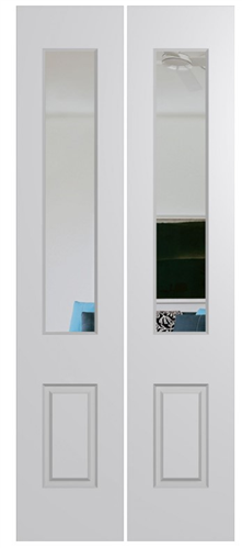 HUME DOOR BF30 BI-FOLD (COMPLETE with TRACK & FITTINGS) HUMECRAFT (PRIMED MDF) SOLID CORE GLAZED CLEAR G1