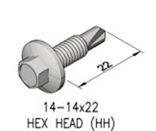 SPANTEC/COLORBEAM SCREWS HEX HEAD TEK CL3 14g x 22mm