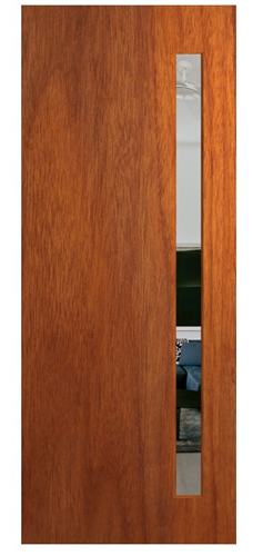 HUME DOOR XN1 NEWINGTON (HMR MDF CORE) MERBAU VENEER GLAZED CLEAR