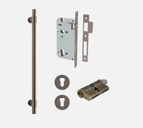 HELSINKI ENTRANCE KIT, MORTICE LOCK, ROLLER, BACKSET, CYLINDER, ESCUTCHEON & 450mm PULL HANDLE