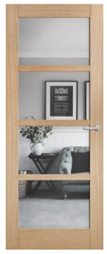 CORINTHIAN DOOR MODA AMOD4GC INTERNAL JOINERY WHITE OAK GLAZED CLEAR