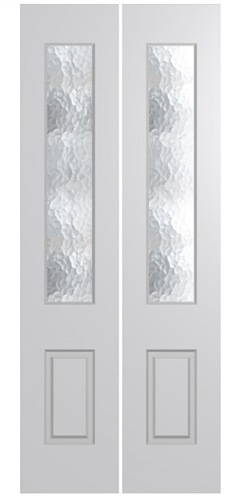 HUME DOOR BF30 BI-FOLD (COMPLETE with TRACK & FITTINGS) HUMECRAFT (PRIMED MDF) SOLID CORE GLAZED CATHEDRAL G2