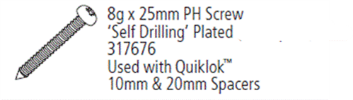 QUIKLOK™ FENCING SCREW PHILLIPS HEAD, SELF DRILLING EACH, 8g x 25mm