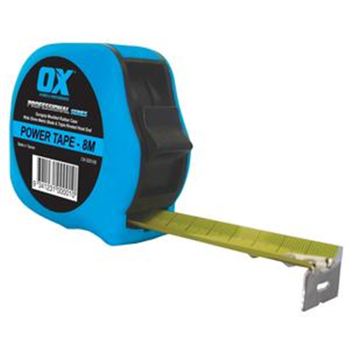 TAPE MEASURE OX PRO DURAGRIP 8m