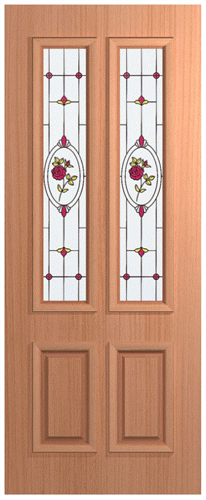 HUME DOOR XVP12 VAUCLUSE PREMIER (HMR MDF CORE) (SPM) MAPLE (STAIN GRADE) (ROUTED BOTH SIDES) GLAZED ROSE BUD 2040 x 820 x 40mm