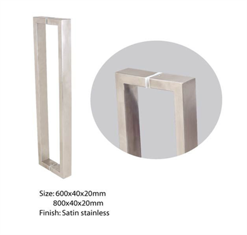 DOOR PULL RECTANGULAR SATIN STAINLESS STEEL (BACK TO BACK) 40 x 20