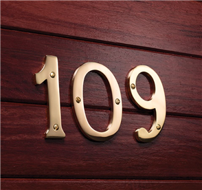 NUMBERS/NUMERALS "WINDSOR" SOLID BRASS 100mm with SCREWS