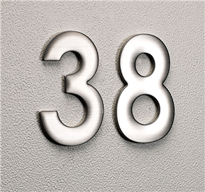 NUMBERS/NUMERALS/LETTERS "SUBURBAN" STAINLESS STEEL 75mm SELF ADHESIVE