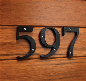 NUMBERS/NUMERALS "VICTORIA" BLACK PLASTIC 85mm with SCREWS