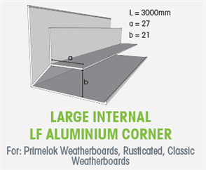 WTEX LARGE INTERNAL LF ALUMINIUM CORNER 3000mm (DLTD)