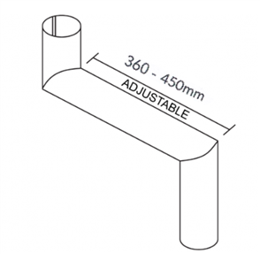 DOWNPIPE ADJUSTABLE 360-550mm STANDARD OFFSET ROUND 90mm