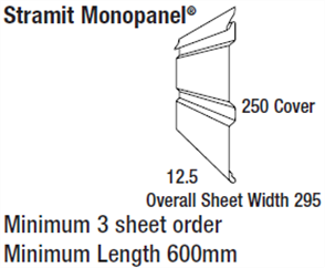 WALL SHEETING - MONOPANEL (covers 250mm) 0.48BMT