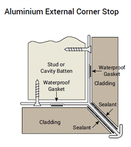 WOOD ELEMENTS ALUM EXTERNAL CORNER STOP (2 x FITTED GASKETS) 3600mm