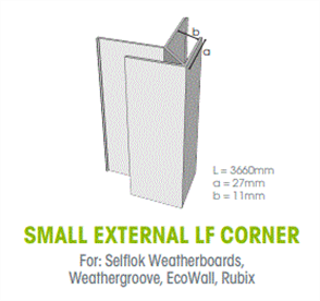 WTEX SMALL EXTERNAL LF ALUMINIUM CORNER 3660mm