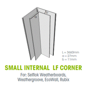 WTEX SMALL INTERNAL LF ALUMINIUM CORNER 3660mm