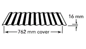 ROOFING - CORRUGATED/CORRY/CUSTOM ORB 16mm (covers 762mm) 0.42BMT