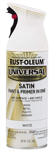 RUSTOLEUM UNIVERSAL PAINT / SPRAY SATIN ENAMEL WHITE 340g