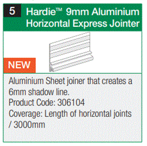 HARDIE FINE TEXTURE CLADDING ALUM HORIZONTAL H JOINTER  9 x  3000mm