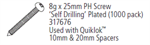 QUIKLOK™ FENCING SCREW PHILLIPS HEAD, SELF DRILLING EACH, 8g x 25mm
