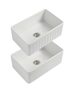 SEIMA CLEO 765 FLUTED CERAMIC SINKS Double-sided apron fluted one side flat other side