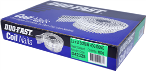 DUO-FAST  0° HD GALVANISED DUO COIL  DOME S NAIL PK1800 - 2.5 x 52mm