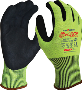GLOVES G-FORCE CUT/HEAT RESISTANCE HiVIS with NITRILE PALM