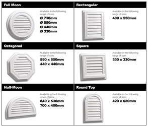 GABLE VENT (NON-FUNCTIONAL) for APPEARANCE ONLY without GASKET