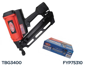 AIRCO GAS FRAMING NAILER (TBG3400) PROGAS F34A, 50-90mm with NAILS & GAS (FYP75310)
