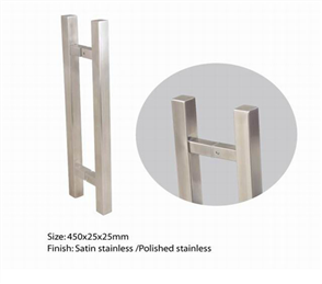 ENTRANCE DOOR PULL HANDLE SET SQUARE SATIN STAINLESS STEEL (B2B)