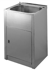 LAUNDRY TUB & CABINET STAINLESS STEEL W / -BYPASS & BASKET WASTE MINI 32lt